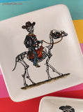 2 Pcs Set Dia de los Muertos Day of the Dead Maxcera Ceramic Square Dessert Plates