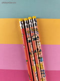 Vintage 1999 Pokemon Snorlax Meowth Red/Orange Pencil Set of 4, Unsharpened/Unused