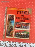 Vintage 1959 1st Printing Little Golden Book: Firemen and Fire Engines Stamps Hardcover