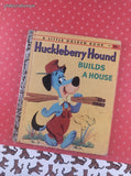 Vintage 1959 1st Printing Little Golden Book: Huckleberry Hound Builds a House Hardcover