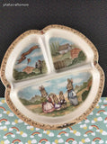 Vintage Pecoware Melamine Peter Rabbit Cottontail Family 8.25" Divided Serving Plate, Like New