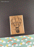 Vintage 1985 Hero Arts Teddy Bears in Hot Air Balloon Wooden Block/Rubber Stamp