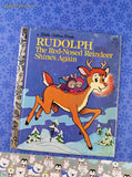 Vintage 1982 1st Printing Little Golden Book: Rudolph the Red-Nosed Reindeer Shines Again Hardcover