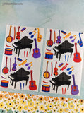 Vintage 1992 Mrs. Grossman's Piano Musical Instruments Full Sticker Sheets Set/2, Clean & Unused