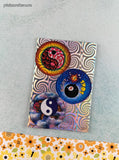 Vintage 1990's Pogs Magic 8 Ball Yin & Yang Groovy Set/3 Milk Caps Unpunched Sheet NEW