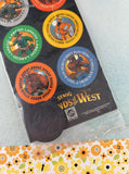 Vintage 1990's Pogs Stagg Legends of the West Set/8 Milk Caps + Slammer NEW
