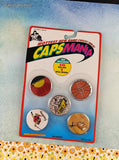 Vintage 1990's Pogs Caps Mania Set/10 Milk Caps + 1 Metal Crusher/Slammer NEW