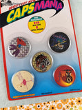 Vintage 1990's Pogs Caps Mania Set/10 Milk Caps + 1 Metal Crusher/Slammer NEW