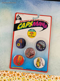 Vintage 1990's Pogs Caps Mania Set/10 Milk Caps + 1 Metal Crusher/Slammer NEW