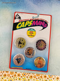 Vintage 1990's Pogs Caps Mania Set/10 Milk Caps + 1 Metal Crusher/Slammer NEW
