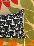 IKEA MATTRAM Black Cat Face Print Pillow, Rectangular Throw Cushion, 11" x 22"