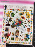 Vintage 1996 John Grossman Gifted Gardening Delights Full Page Sticker Sheet, Partially Used