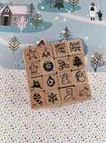 Vintage 1998 PSX "Little Somethings" Christmas Miniature Rubber Stamp Block Set