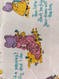 Vintage Kate Greenaway Holly Hobbie Style Fabric Remnant, 16" x 44" W, CLEAN