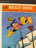 Vintage 1984 Disney's Mickey Mouse Golden Cardboard Frame-Tray Puzzle, Nice & Clean