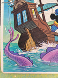 Vintage 1984 Disney's Mickey Mouse Golden Cardboard Frame-Tray Puzzle, Nice & Clean