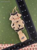 Vintage Soft Fabric Flat Moo Cow w/Milk Jug Christmas Ornament, Clean