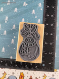 Vintage 2002 Stampendous! #XXM011 Snowman Bauble Rubber Stamp Block, Clean