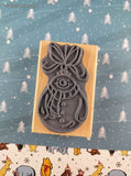 Vintage 2002 Stampendous! #XXM011 Snowman Bauble Rubber Stamp Block, Clean