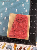 Vintage JRL Designs Beary Christmas Teddy Bear #Q288 Wooden Block/Rubber Stamp