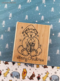 Vintage JRL Designs Beary Christmas Teddy Bear #Q288 Wooden Block/Rubber Stamp