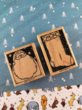 Vintage 2003 Stampin' Up! Christmastime Santa & Stocking Set/2 Rubber Stamp Blocks