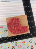 Vintage D.O.T.S #O105 Celebrating Bear w/Wagon Rubber Stamp Block, Clean