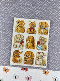 Vintage 1978 Brandywine Art Cute Cuddly Animals Full Sticker Sheet, Unused