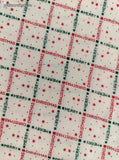 Vintage 1992 Fabric Traditions Merry Christmas Red Green White Fabric Remnant, 18" x 24" W, CLEAN