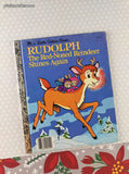 Vintage 1982 Little Golden Book: Rudolph the Red-Nosed Reindeer Shines Again Hardcover