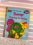 Vintage 1998 Little Golden Book: Barney Sharing is Caring Hardcover