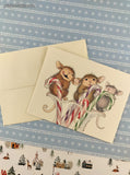 Vintage 2002 House Mouse Merry, Merry, Merry Christmas Greeting Card, Unused
