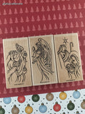 Vintage 2007 Stampin' Up! Christmas Nativity Set/3 Wooden Block/Rubber Stamps