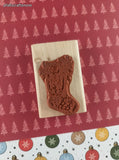 Vintage 2000 Stampin' Up! Christmas Teddy Bear in Stocking Wooden Block/Rubber Stamp