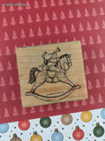 Vintage 2000 Stampin' Up! Christmas Teddy Bear on Rocking Chair Wooden Block/Rubber Stamp