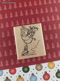 Vintage 2003 Stampin' Up! Christmas Ice Skating Snowman Wooden Block/Rubber Stamp