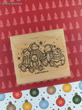 Vintage 1999 Stampin' Up! Christmas Snowy Teddy Bears Wooden Block/Rubber Stamp