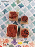 Vintage Stampin' Up Summertime Set/4 Wooden Block/Rubber Stamps