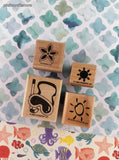 Vintage Stampin' Up Summertime Set/4 Wooden Block/Rubber Stamps