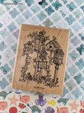 Vintage 1995 Stampin' Up! "Home Tweet Home" Birdhouses Wooden Block/Rubber Stamp