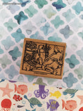 Vintage 1999 Stampin' Up! "Thank You" Watering Can Wildlife Garden Wooden Block/Rubber Stamp