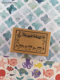 Vintage 1988 PSX F-737 "This Music Belongs To:" Wooden Block/Rubber Stamp