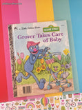 Vintage 1987 Little Golden Book: Grover Takes Care of Baby Hardcover