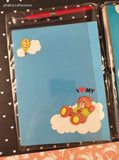 Vintage 1970's/1980's I Heart My Teddy Bear Stationery Set, Blue Hot Air Balloons