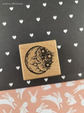 Vintage 1991 PSX Moon & Stars C-881 Wooden Block/Rubber Stamp, CLEAN