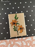 Vintage 1993 Hero Arts #G310 Lily Wooden Block/Rubber Stamp, CLEAN
