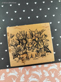 Vintage 1996 PSX K-1943 Garden Bunny Tea Party Wooden Block/Rubber Stamp