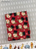 Vintage Christmas Festive Wintry Snowmen Fabric Remnant, 14"x18", Clean