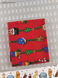 Vintage Christmas Festive Cute Lil' Ornaments Fabric Remnants Set/3, Clean
