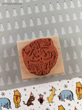 Vintage Rubber Stampede 424-E Disney's Mickey Mouse & Minnie Wreath Wooden Block/Rubber Stamp, CLEAN